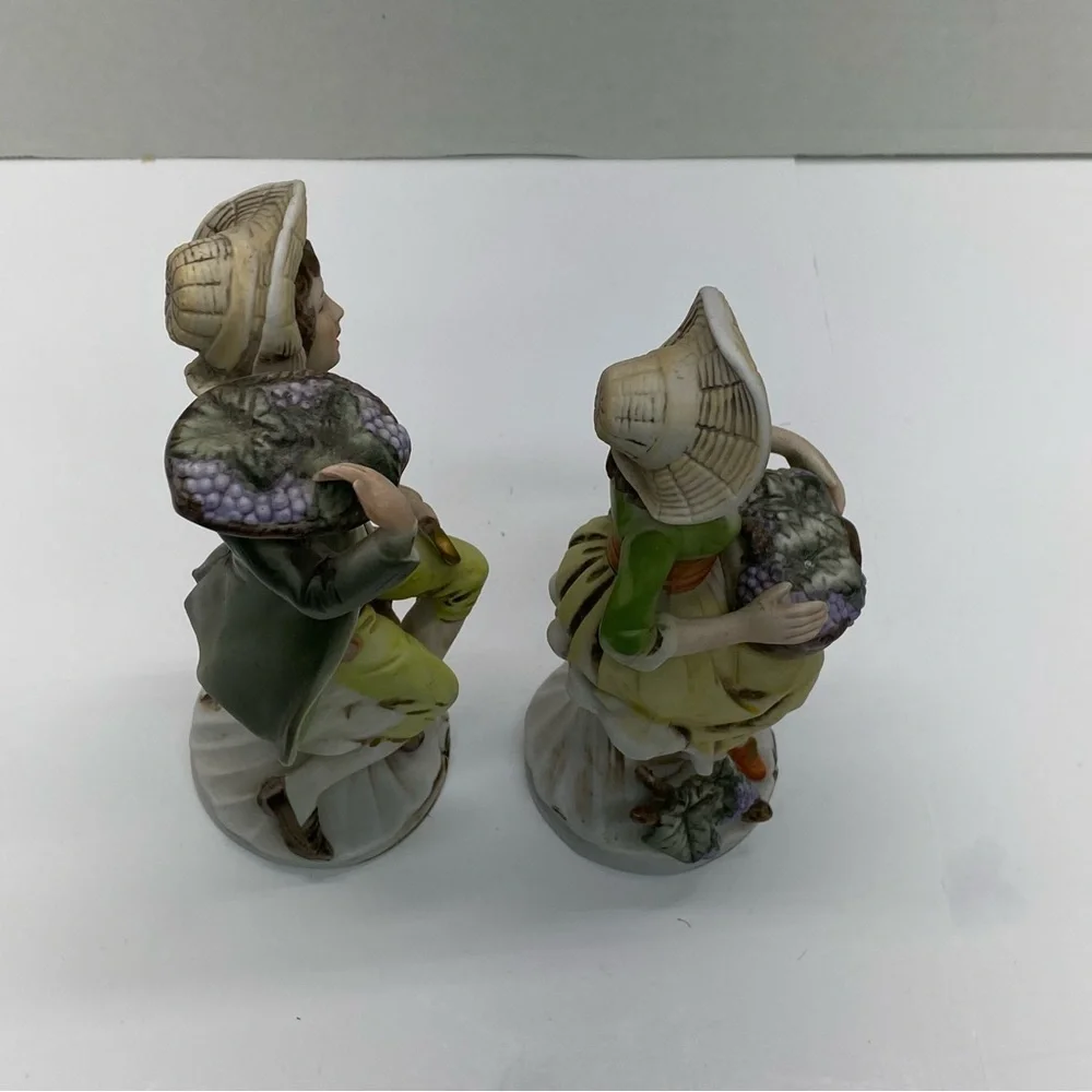 Vintage Homco Vineyard Couple Figurines Man & Woman#1258 Grapevine Harvesters 8